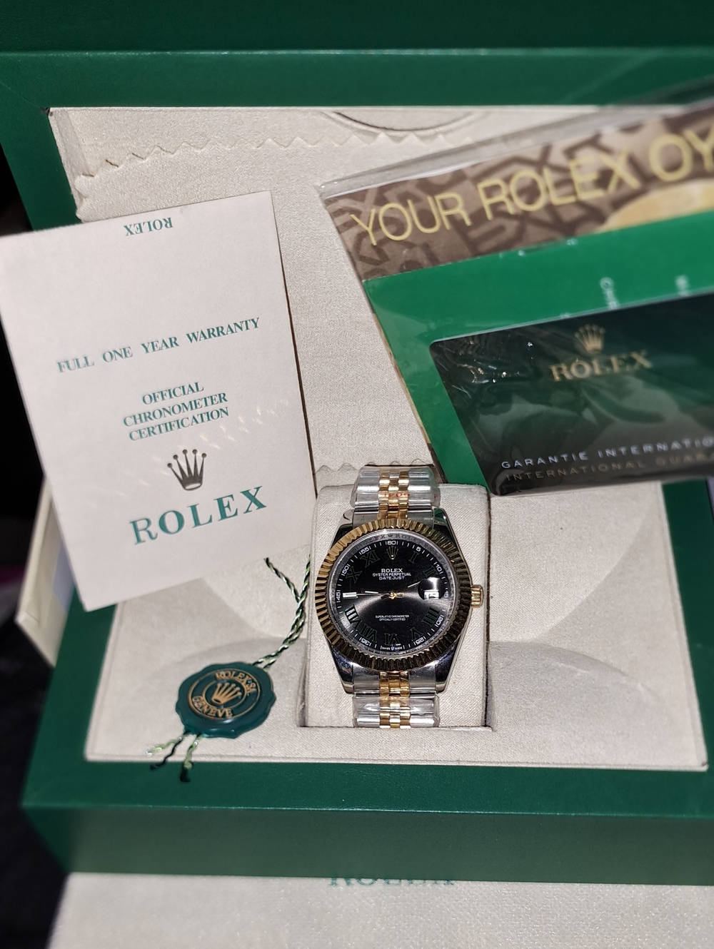 Rolex Two-Tone Black Dial Gold & Steel Men's Watch